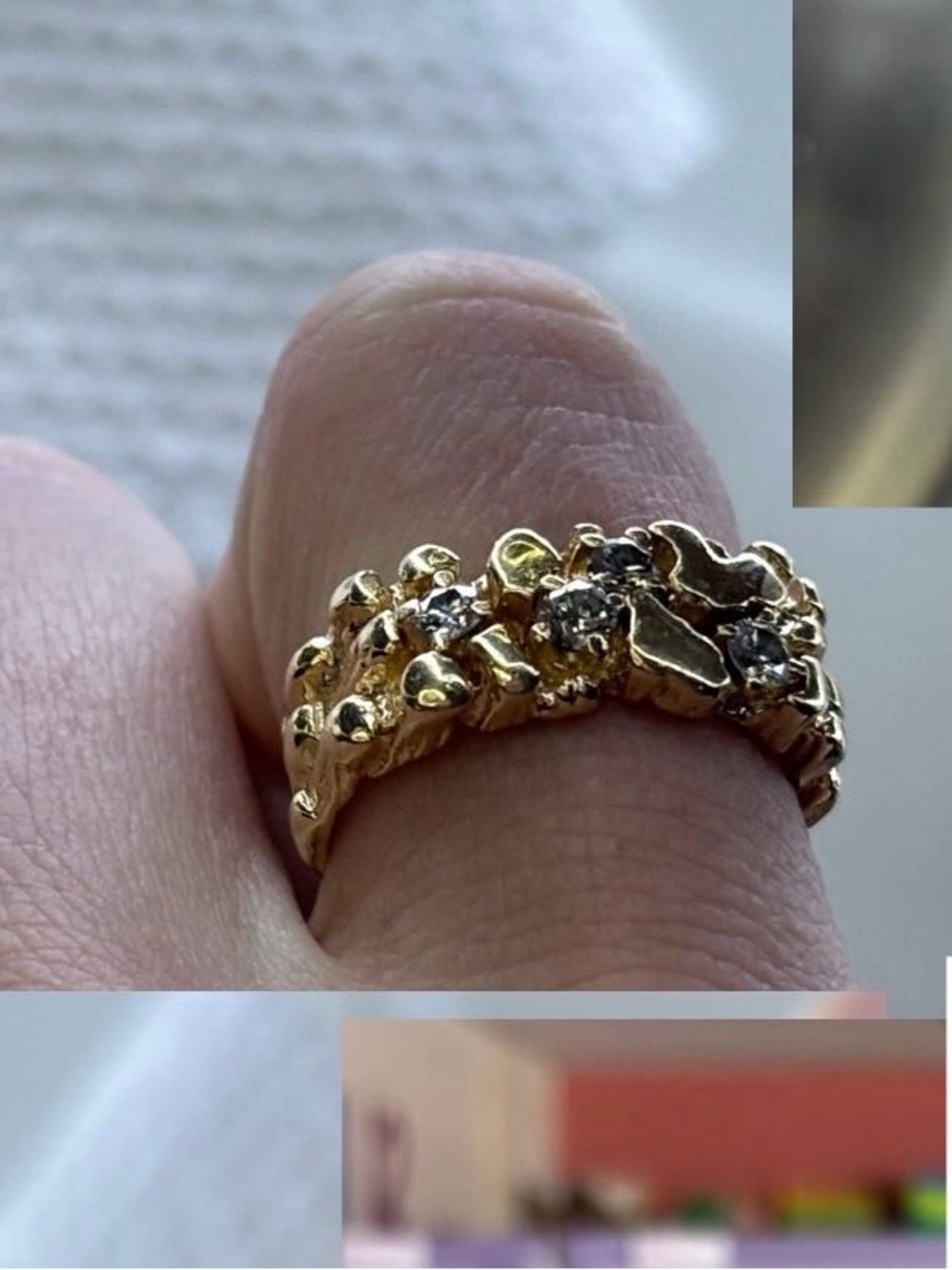 14k Gold Diamond Nugget Ring - Pinky Statement